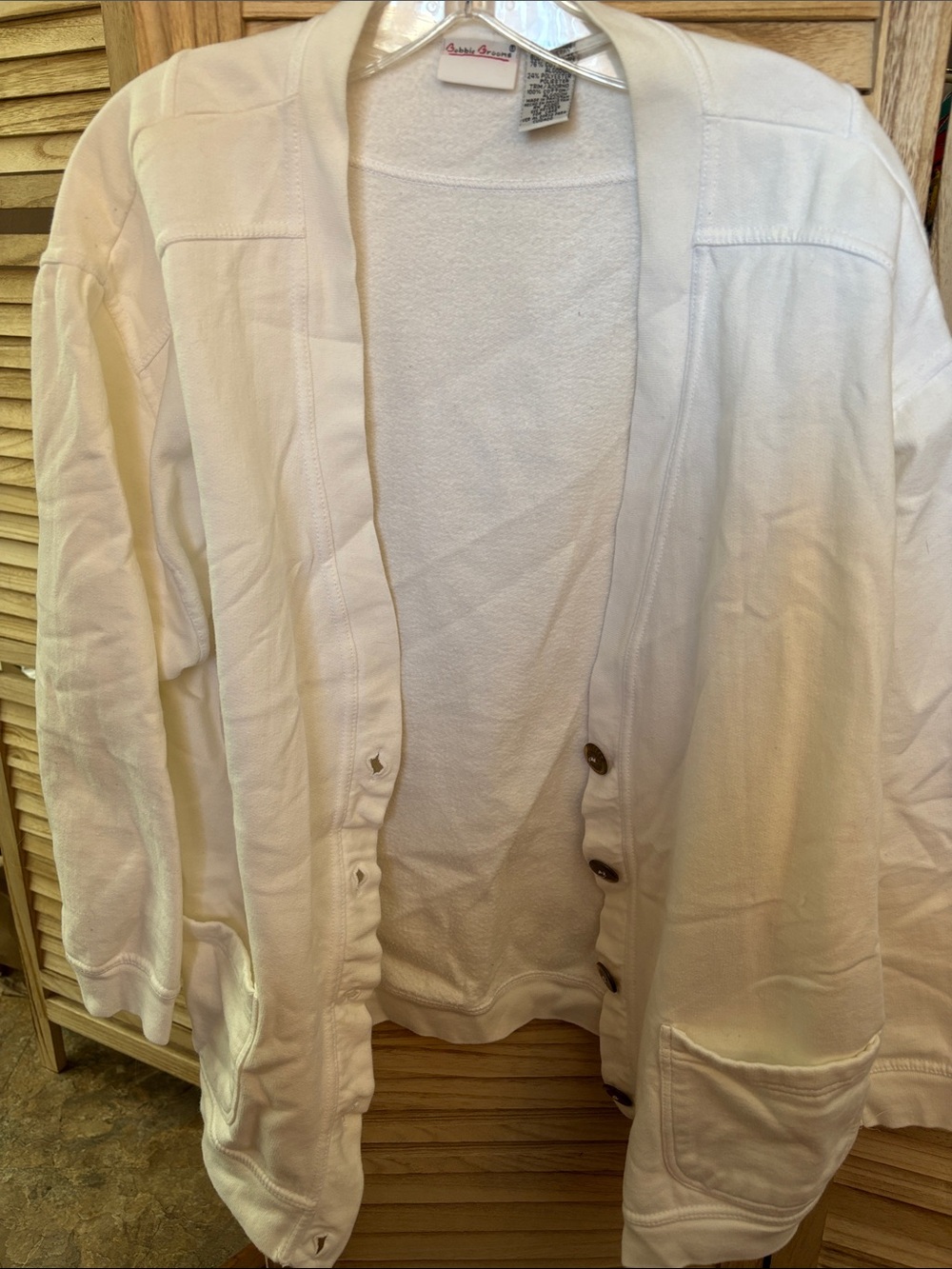 Bobbie Brooks White Button-Front Cardigan Style Sweatshirt XL